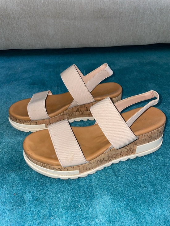 Madden Girl Shoes - Madden Girl Beige Cork Platform Slingback Sandals